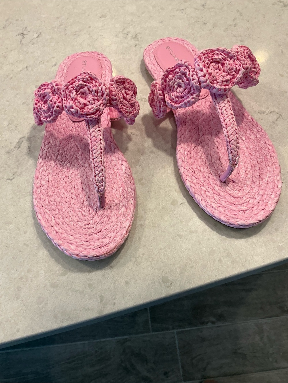 Womans Pink Braided Flower Slide Sandals - THESE ARE BEAUTIFUL ON foot WOMANS